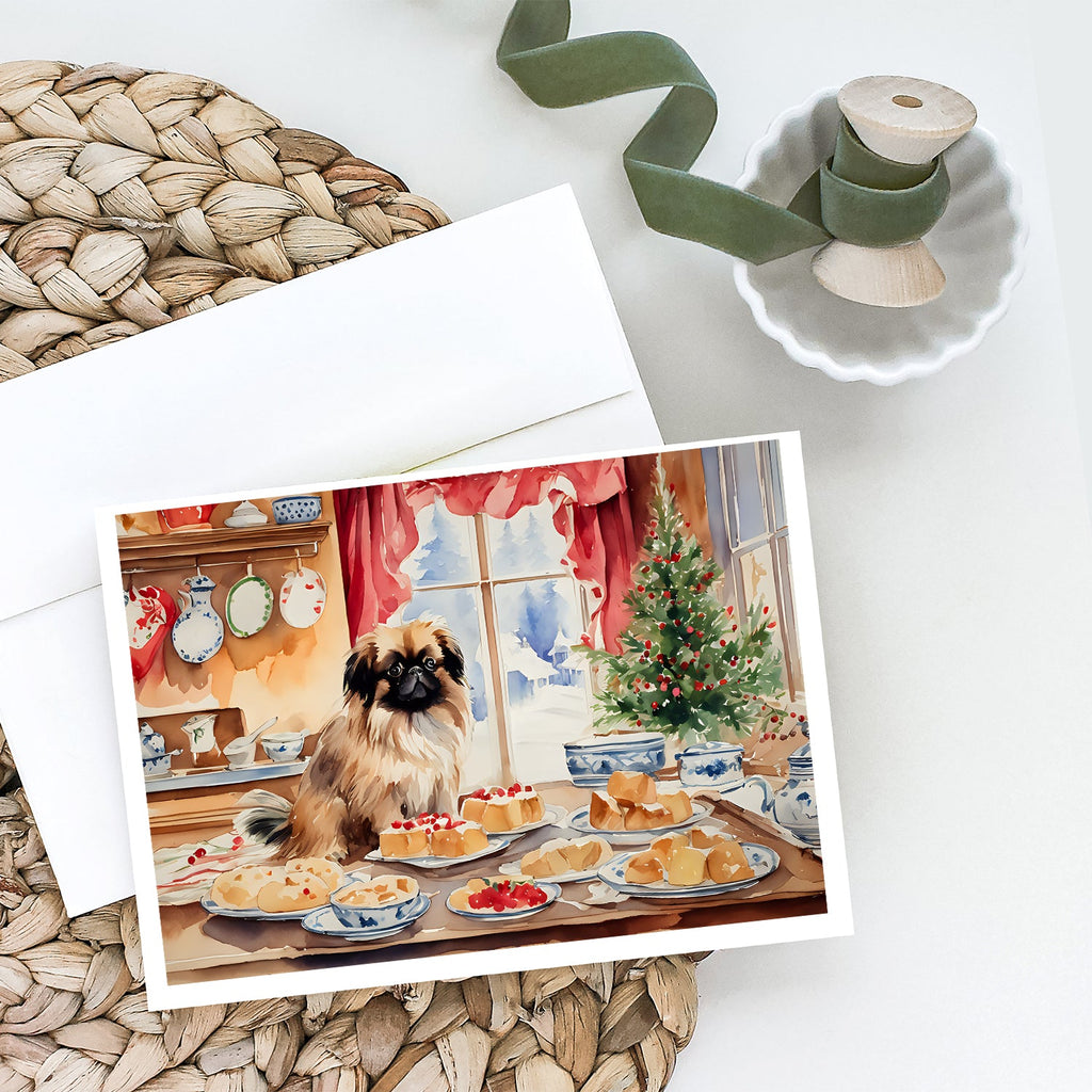 Pekingese Christmas Cookies Greeting Cards Pack of 8 Blank Cards with Envelopes Whimsical A7 Size 5x7