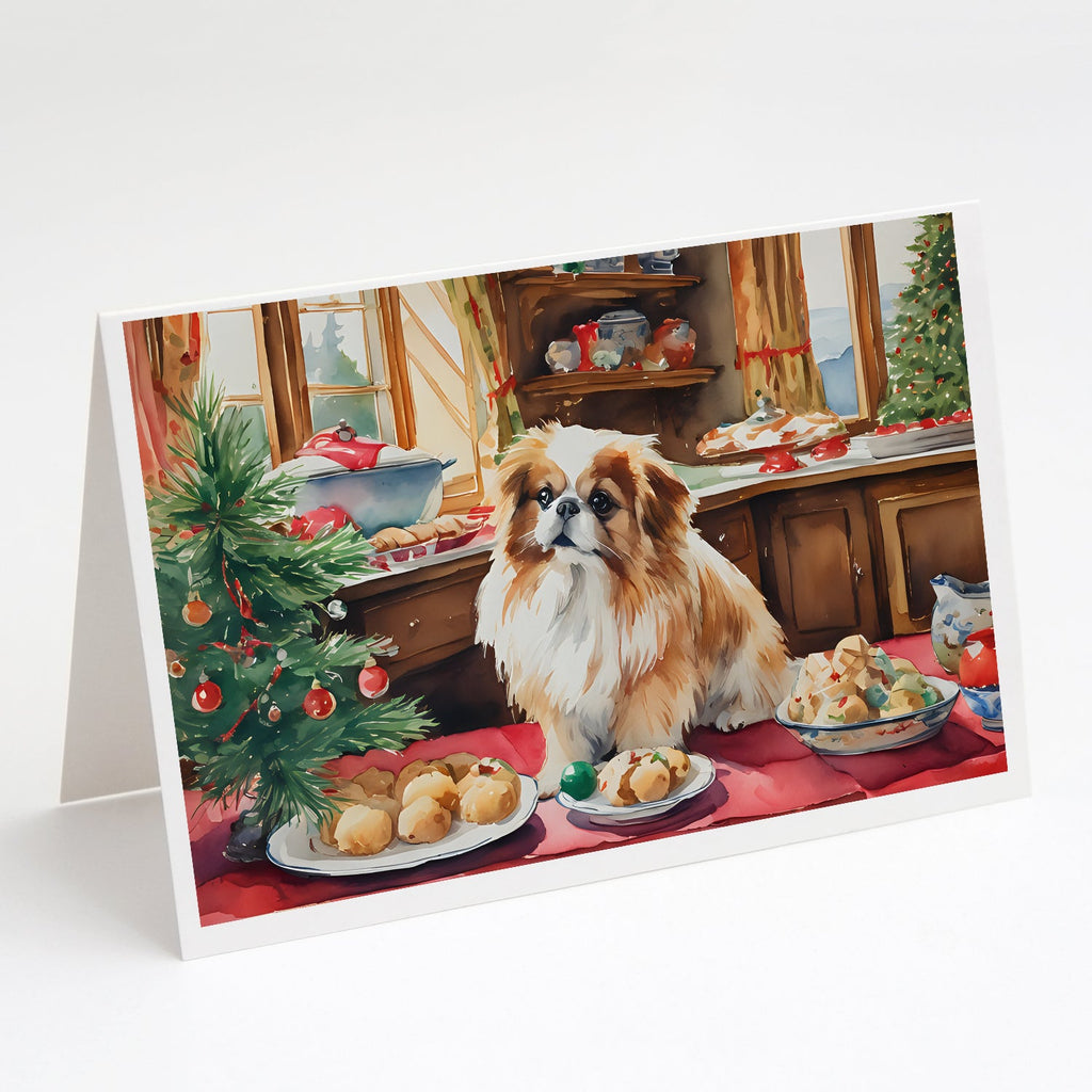 Pekingese Christmas Cookies Greeting Cards Pack of 8 Blank Cards with Envelopes Whimsical A7 Size 5x7