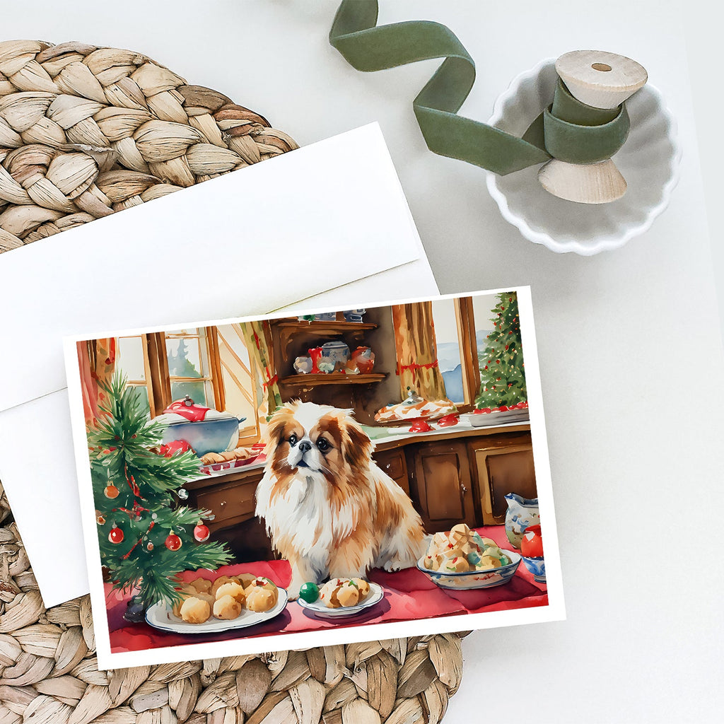 Pekingese Christmas Cookies Greeting Cards Pack of 8 Blank Cards with Envelopes Whimsical A7 Size 5x7