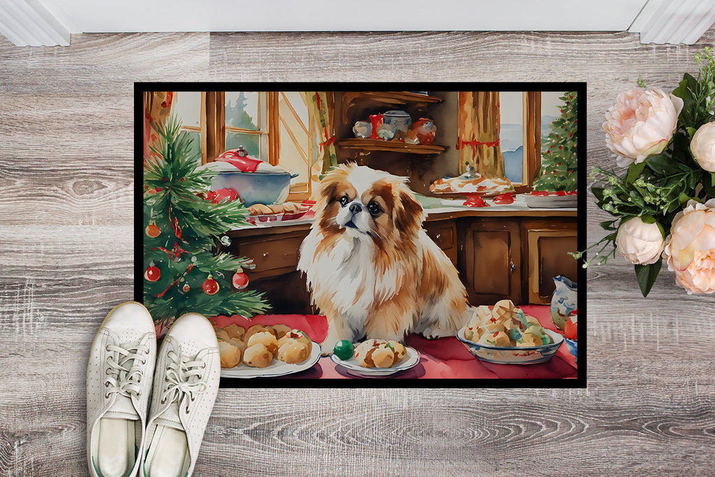 Pekingese Christmas Cookies Doormat Indoor Outdoor 24H X 36W Front Door Mat Rugs for Entryway, Non Slip Washable Low Pile,