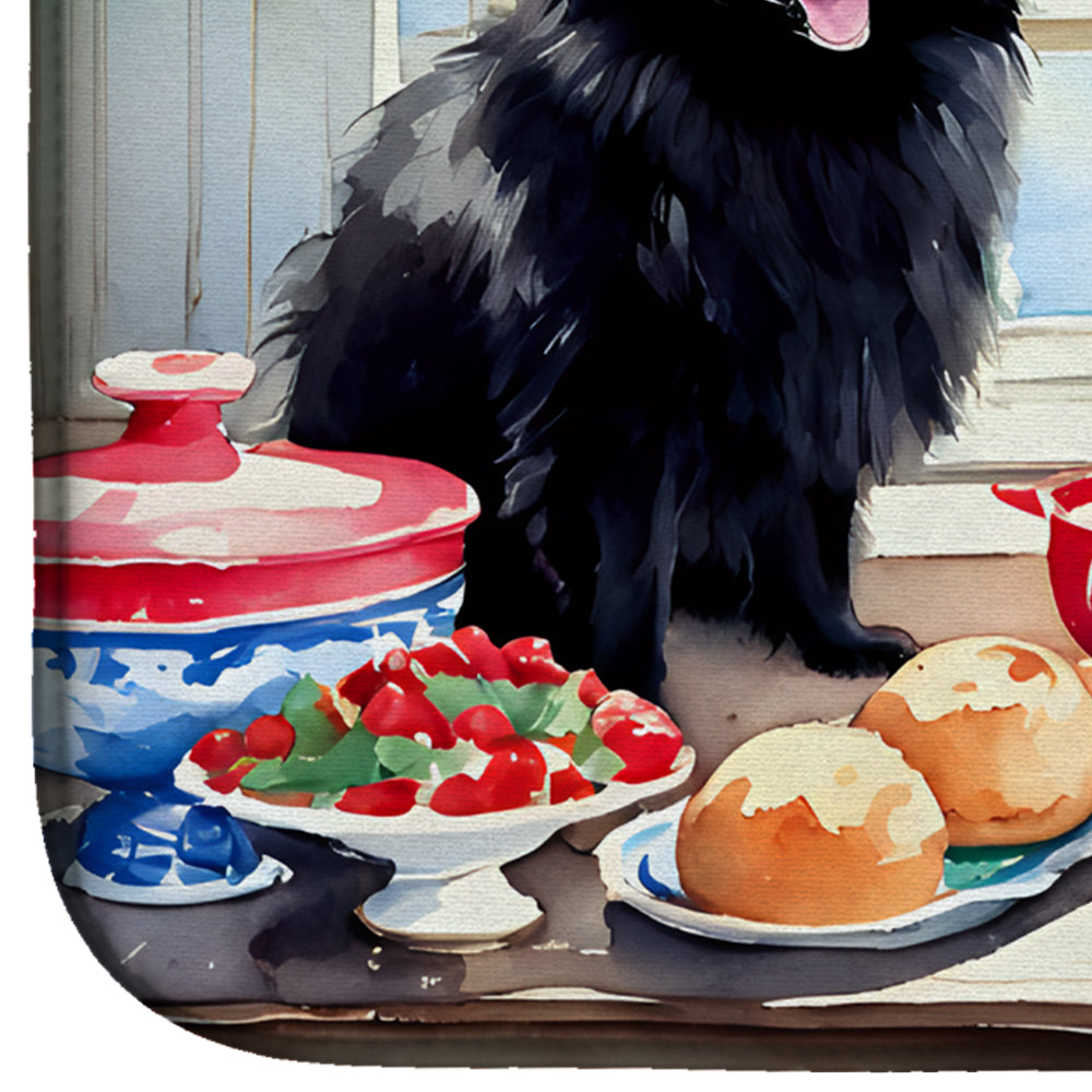 Pomeranian Christmas Cookies Dish Drying Mat Absorbent Dish Drying Mat Pad for Kitchen Counter Dish Drainer Mat for Countertop, 14 x 21", Multicolor