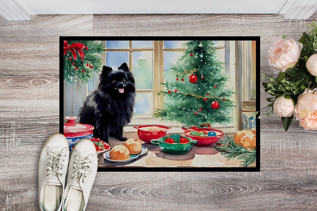 Pomeranian Christmas Cookies Doormat Indoor Outdoor 24H X 36W Front Door Mat Rugs for Entryway, Non Slip Washable Low Pile,