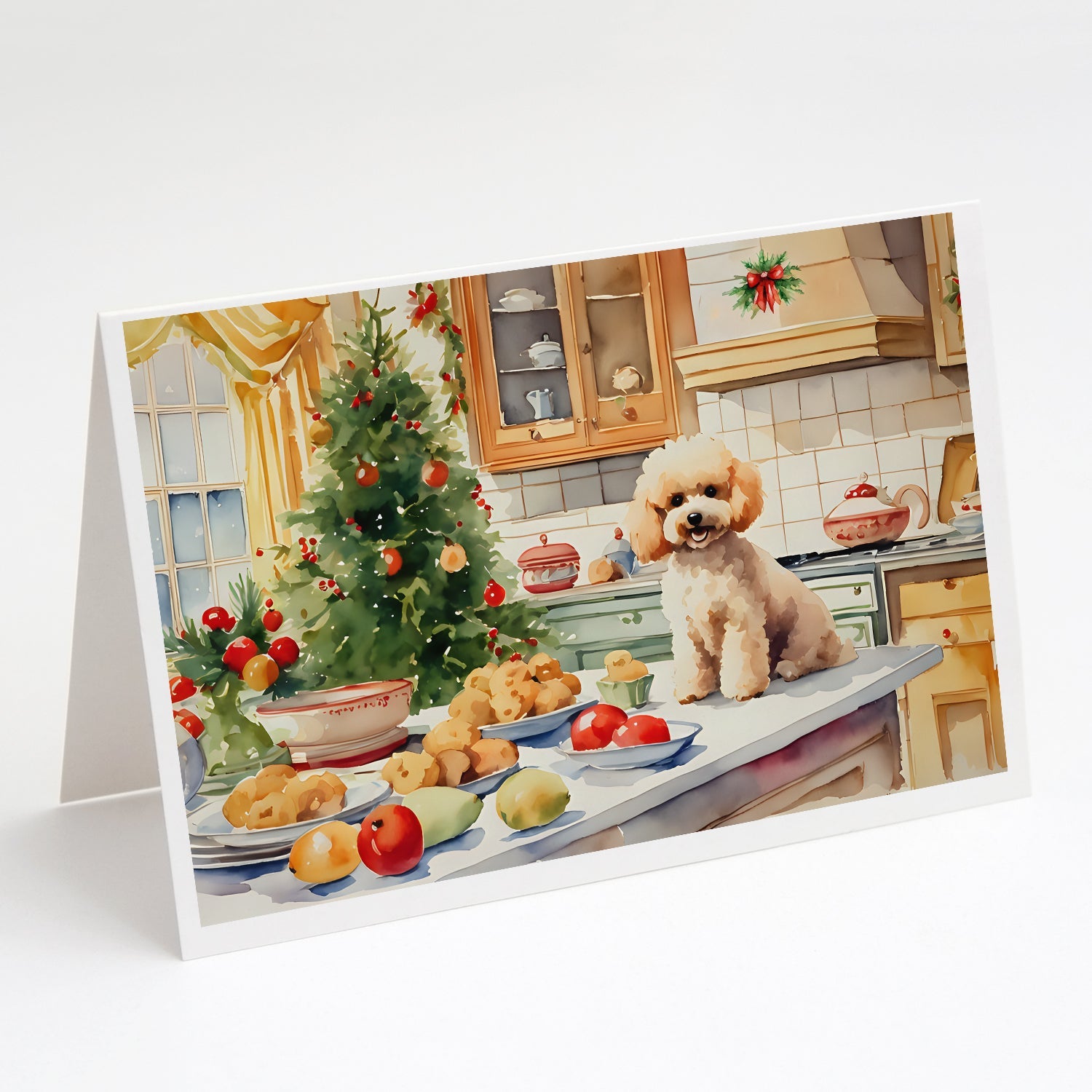 Poodle Christmas Cookies Greeting Cards Pack of 8 Blank Cards with Envelopes Whimsical A7 Size 5x7