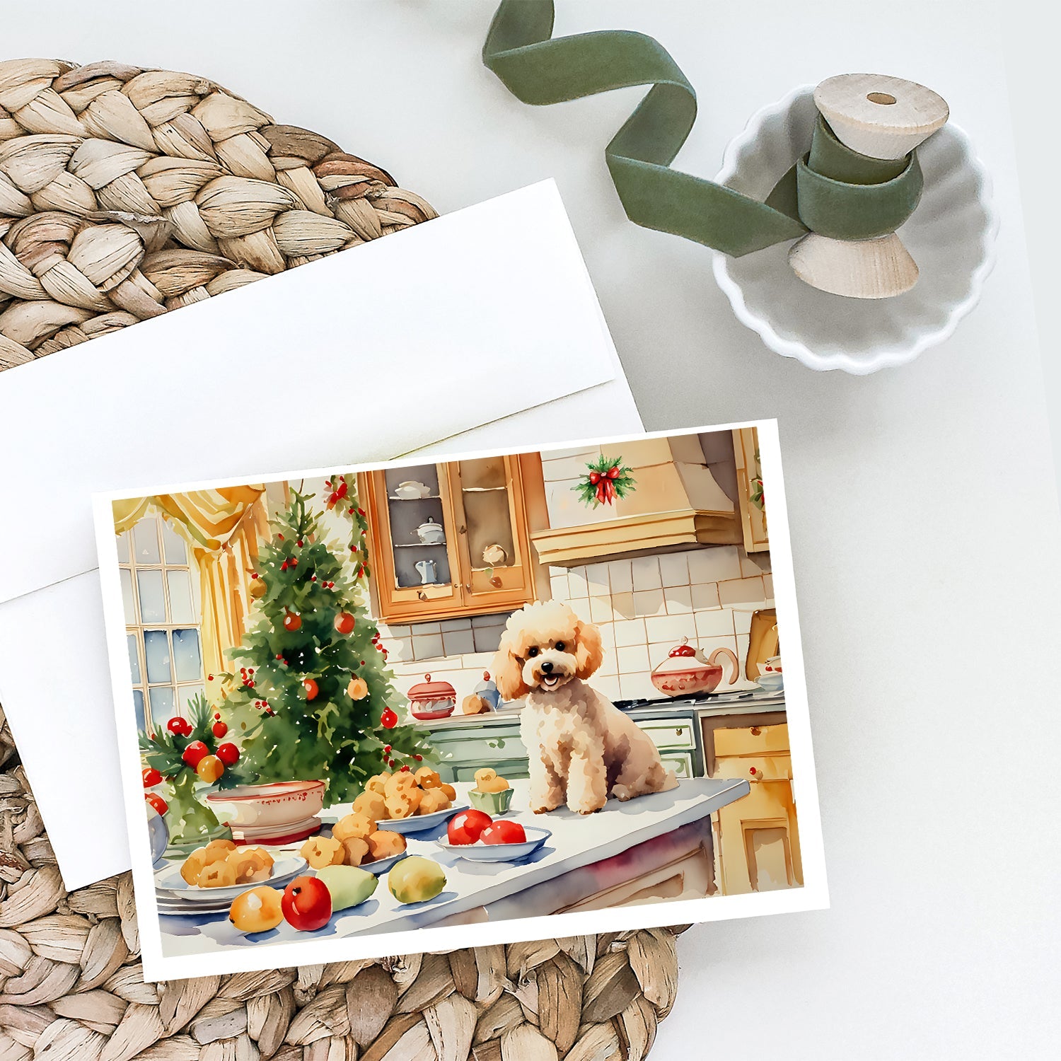 Poodle Christmas Cookies Greeting Cards Pack of 8 Blank Cards with Envelopes Whimsical A7 Size 5x7