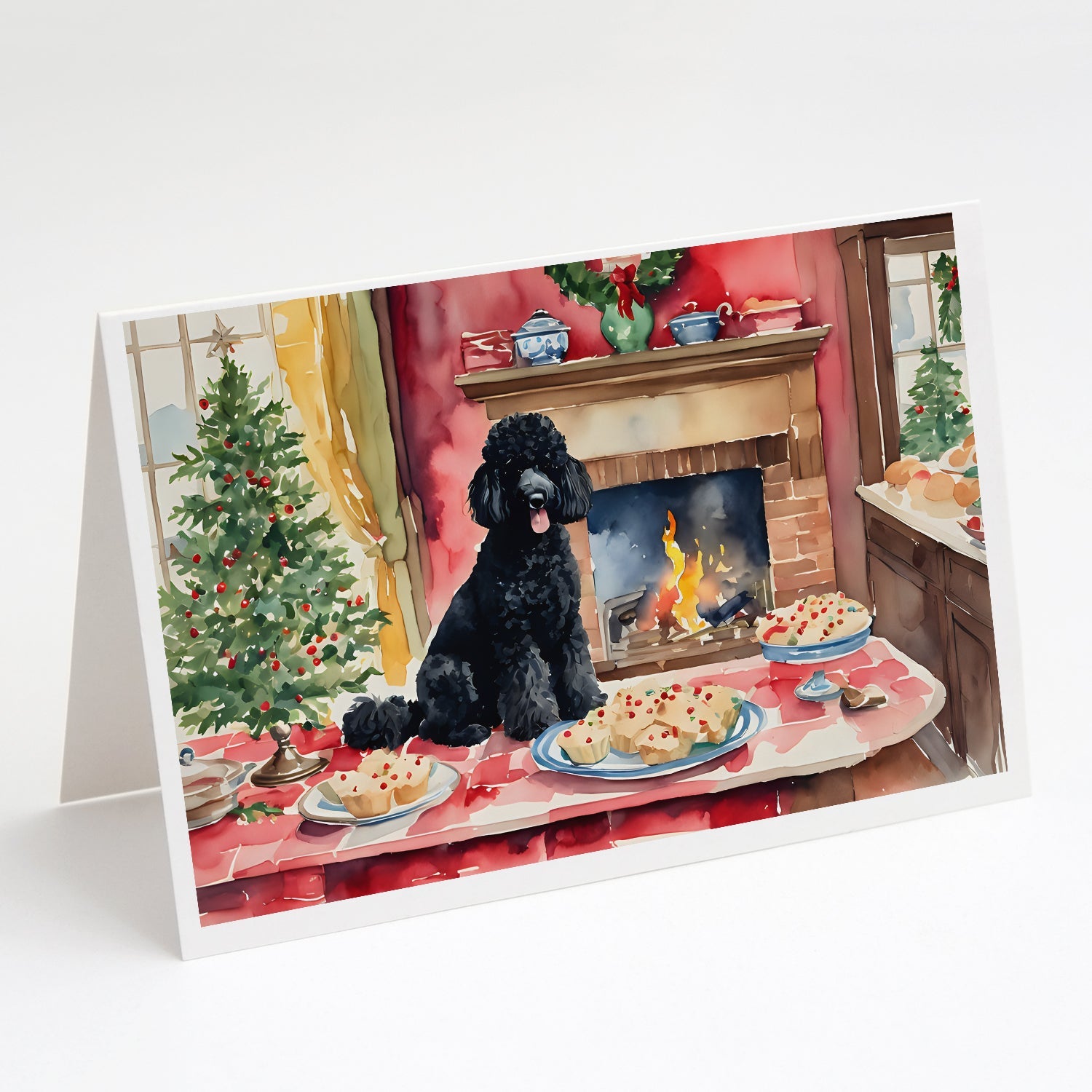 Poodle Christmas Cookies Greeting Cards Pack of 8 Blank Cards with Envelopes Whimsical A7 Size 5x7