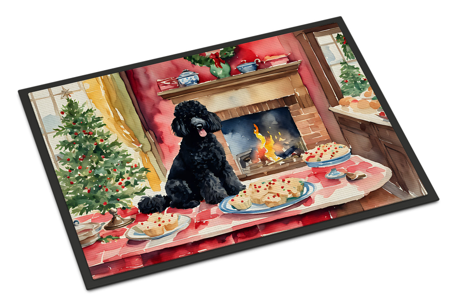 Poodle Christmas Cookies Doormat Indoor Outdoor 24H X 36W Front Door Mat Rugs for Entryway, Non Slip Washable Low Pile,