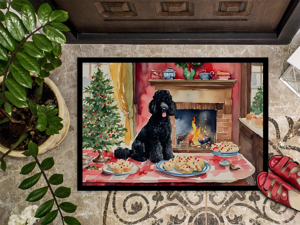 Poodle Christmas Cookies Doormat Indoor Outdoor 18H X 27W Front Door Mat Rugs for Entryway, Non Slip Washable
