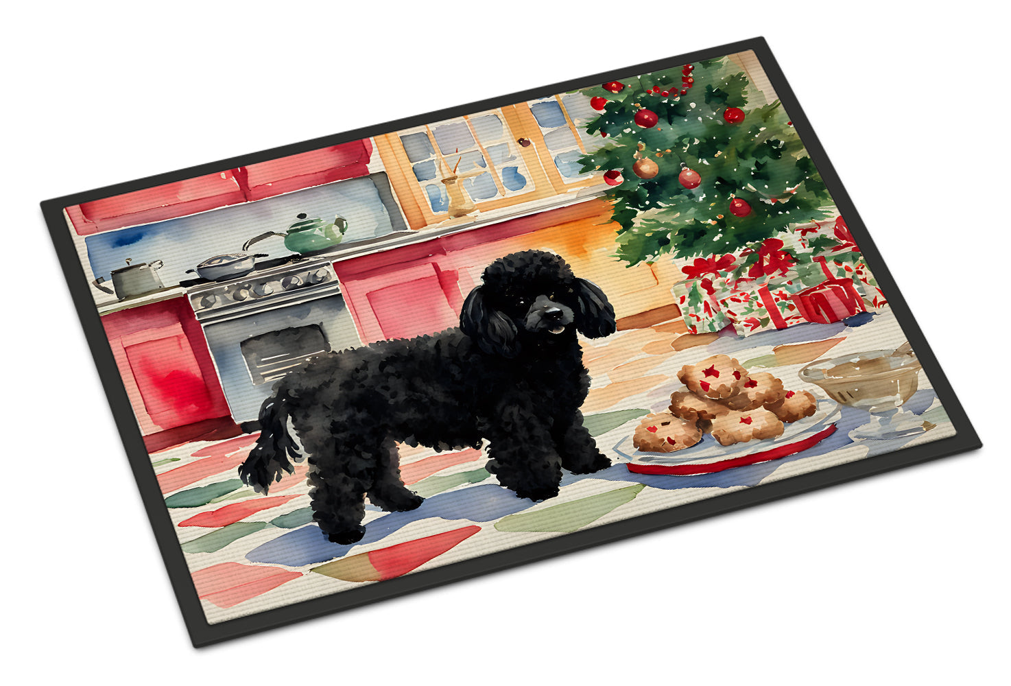 Poodle Christmas Cookies Doormat Indoor Outdoor 24H X 36W Front Door Mat Rugs for Entryway, Non Slip Washable Low Pile,