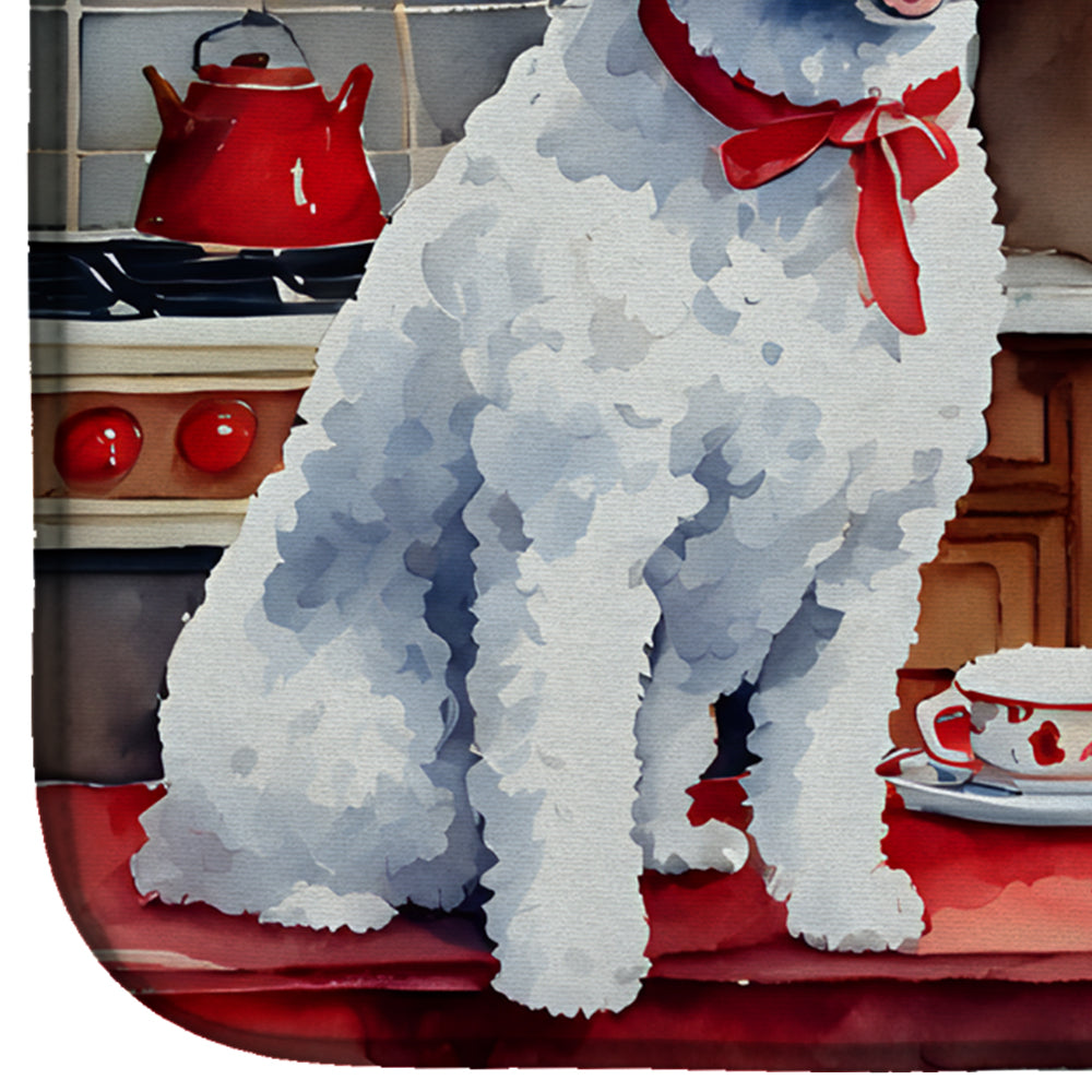 Poodle Christmas Cookies Dish Drying Mat Absorbent Dish Drying Mat Pad for Kitchen Counter Dish Drainer Mat for Countertop, 14 x 21", Multicolor