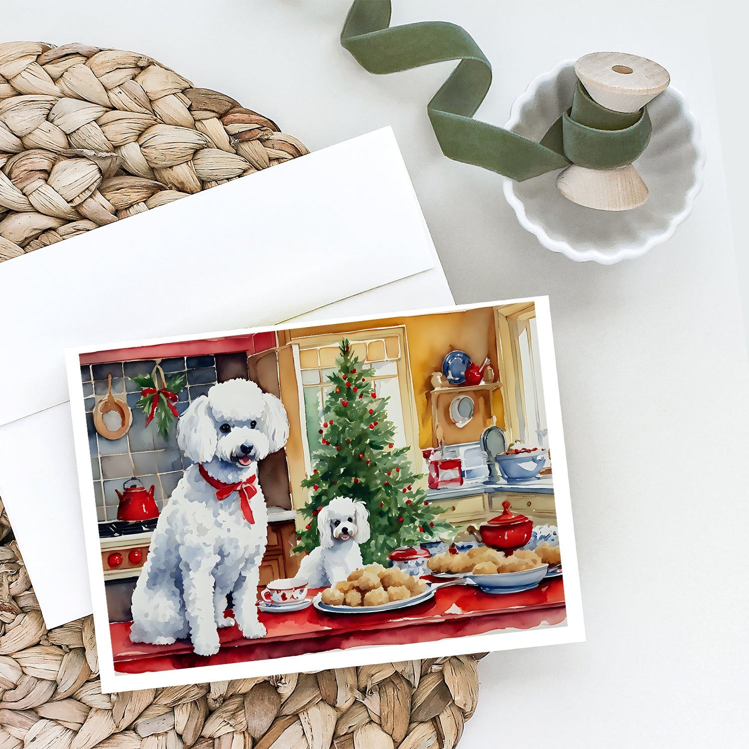 Poodle Christmas Cookies Greeting Cards Pack of 8 Blank Cards with Envelopes Whimsical A7 Size 5x7