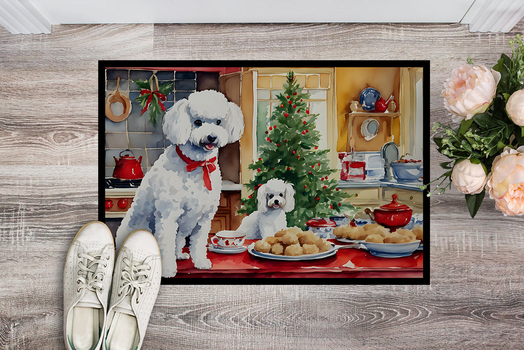 Poodle Christmas Cookies Doormat Indoor Outdoor 18H X 27W Front Door Mat Rugs for Entryway, Non Slip Washable