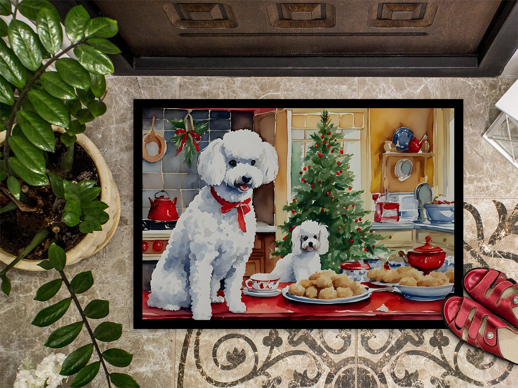 Poodle Christmas Cookies Doormat Indoor Outdoor 18H X 27W Front Door Mat Rugs for Entryway, Non Slip Washable