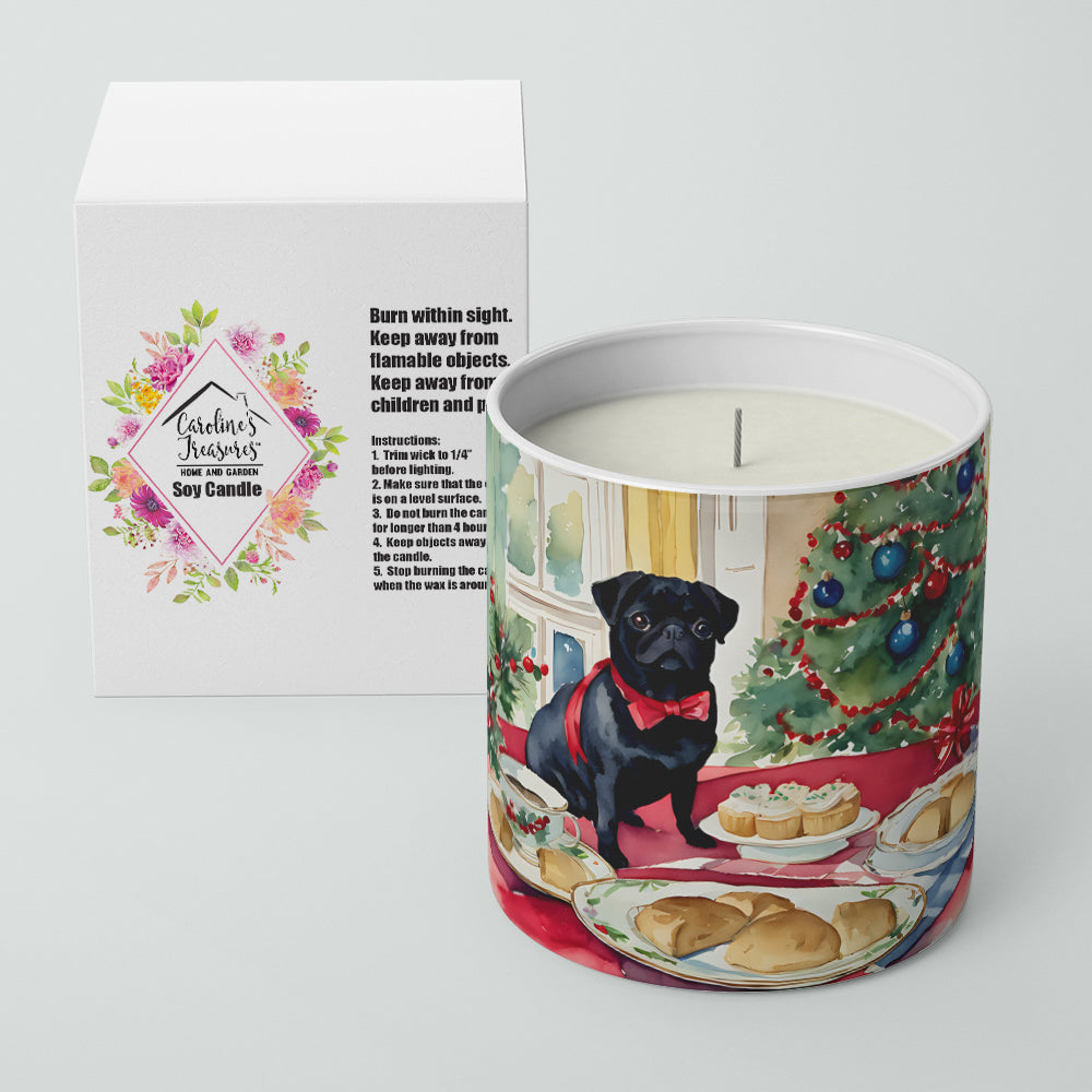 Pug Christmas Cookies Decorative Soy Candle Nature Soy Wax Essential Oil Home Decor Ideal for Bedroom Kitchen Bath Office Gift, 10 oz