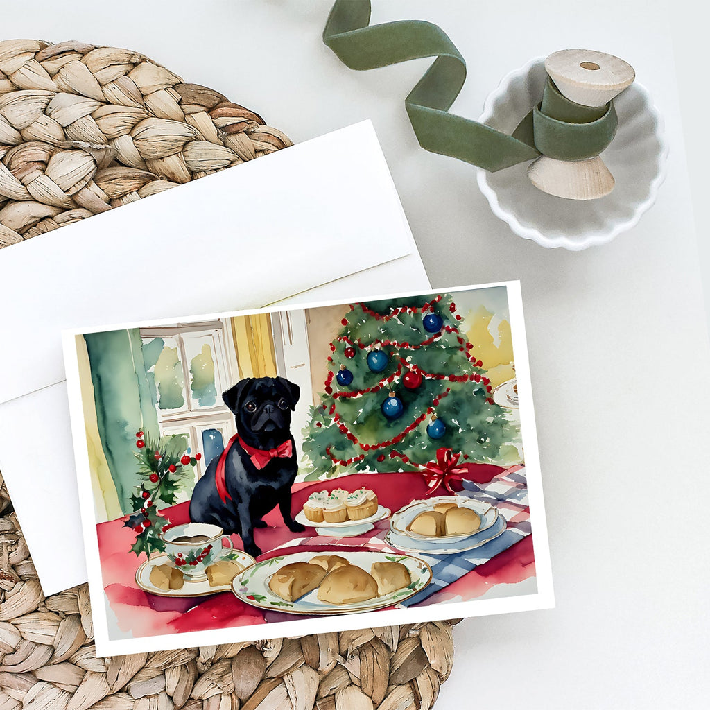 Pug Christmas Cookies Greeting Cards Pack of 8 Blank Cards with Envelopes Whimsical A7 Size 5x7