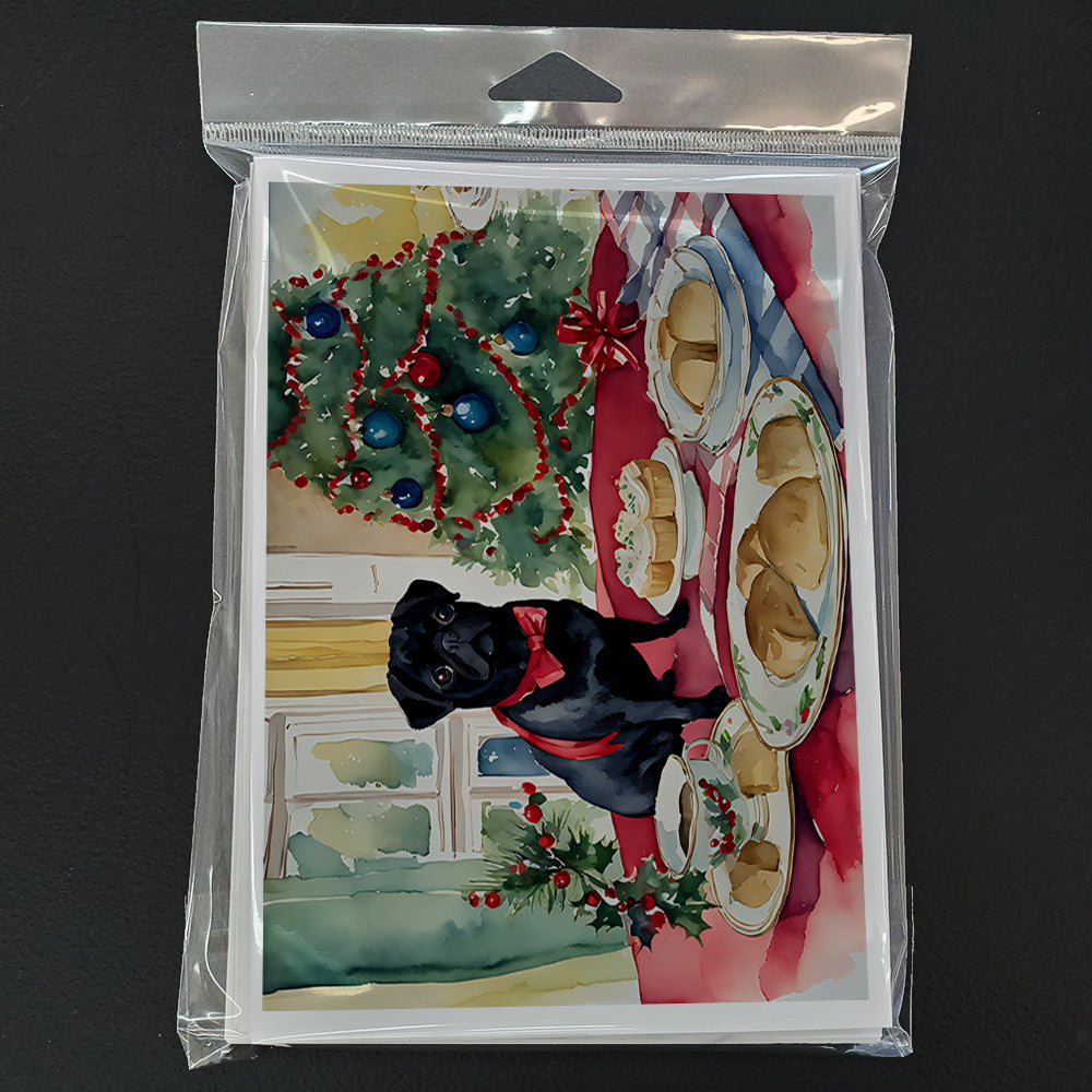 Pug Christmas Cookies Greeting Cards Pack of 8 Blank Cards with Envelopes Whimsical A7 Size 5x7