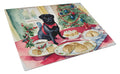 Pug Christmas Cookies Cutting Board Tempered Glass Kitchen Cutting Surface, Heat Resistant Chopping, Non-Slip Feet, Food Prep & Serving