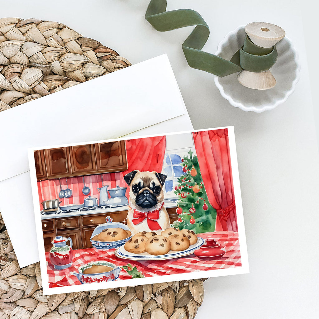 Pug Christmas Cookies Greeting Cards Pack of 8 Blank Cards with Envelopes Whimsical A7 Size 5x7