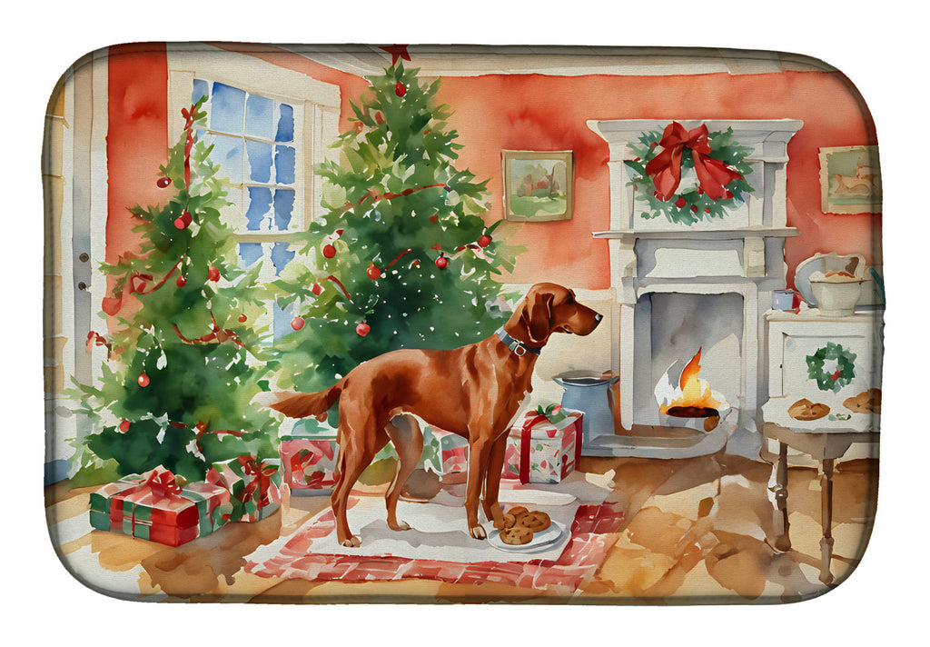 Redbone Coonhound Christmas Cookies Dish Drying Mat Absorbent Dish Drying Mat Pad for Kitchen Counter Dish Drainer Mat for Countertop, 14 x 21", Multicolor