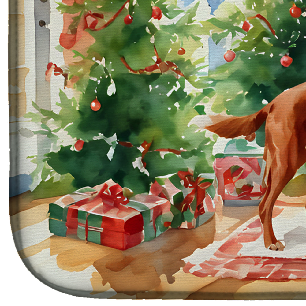 Redbone Coonhound Christmas Cookies Dish Drying Mat Absorbent Dish Drying Mat Pad for Kitchen Counter Dish Drainer Mat for Countertop, 14 x 21", Multicolor