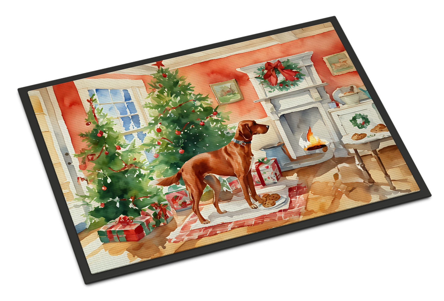 Redbone Coonhound Christmas Cookies Doormat Indoor Outdoor 24H X 36W Front Door Mat Rugs for Entryway, Non Slip Washable Low Pile,