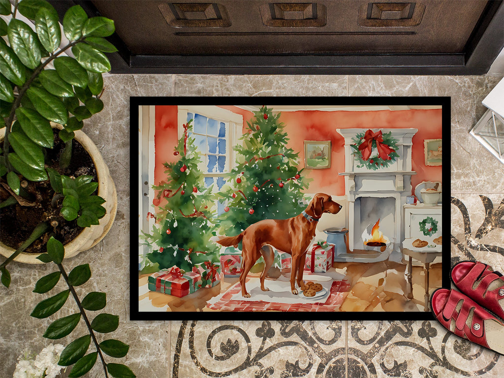 Redbone Coonhound Christmas Cookies Doormat Indoor Outdoor 18H X 27W Front Door Mat Rugs for Entryway, Non Slip Washable
