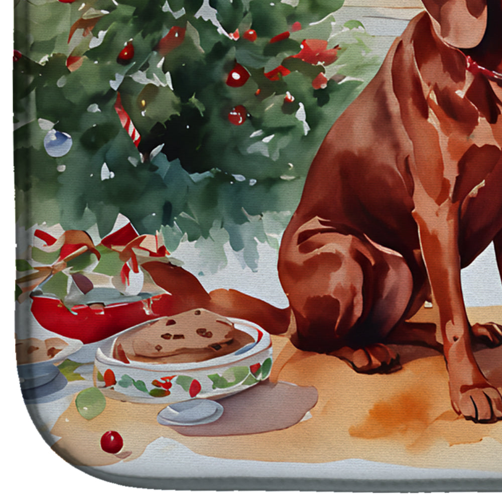 Redbone Coonhound Christmas Cookies Dish Drying Mat Absorbent Dish Drying Mat Pad for Kitchen Counter Dish Drainer Mat for Countertop, 14 x 21", Multicolor