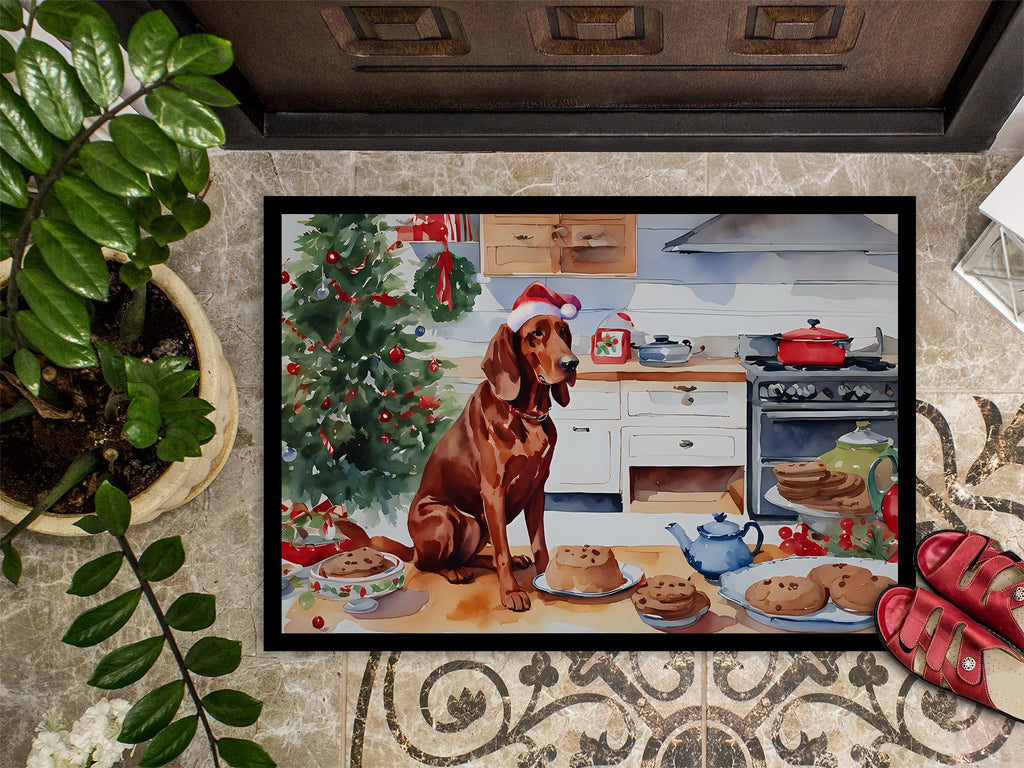 Redbone Coonhound Christmas Cookies Doormat Indoor Outdoor 18H X 27W Front Door Mat Rugs for Entryway, Non Slip Washable