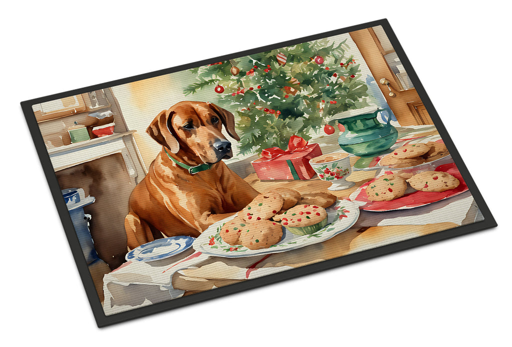 Rhodesian Ridgeback Christmas Cookies Doormat Indoor Outdoor 18H X 27W Front Door Mat Rugs for Entryway, Non Slip Washable