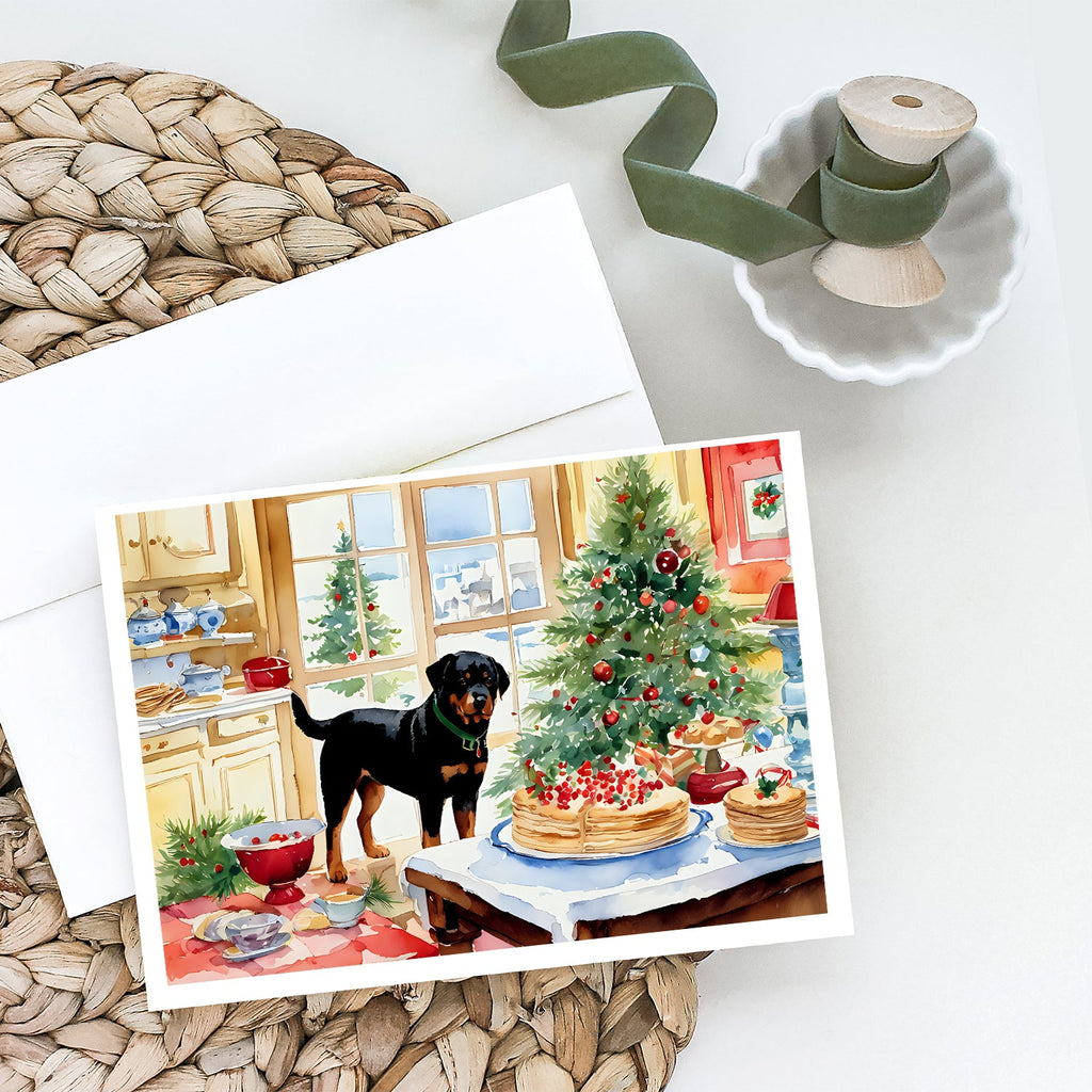 Rottweiler Christmas Cookies Greeting Cards Pack of 8 Blank Cards with Envelopes Whimsical A7 Size 5x7