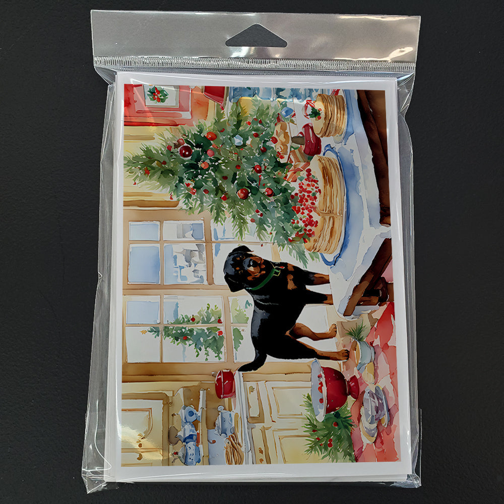 Rottweiler Christmas Cookies Greeting Cards Pack of 8 Blank Cards with Envelopes Whimsical A7 Size 5x7