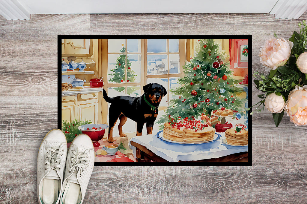Rottweiler Christmas Cookies Doormat Indoor Outdoor 24H X 36W Front Door Mat Rugs for Entryway, Non Slip Washable Low Pile,