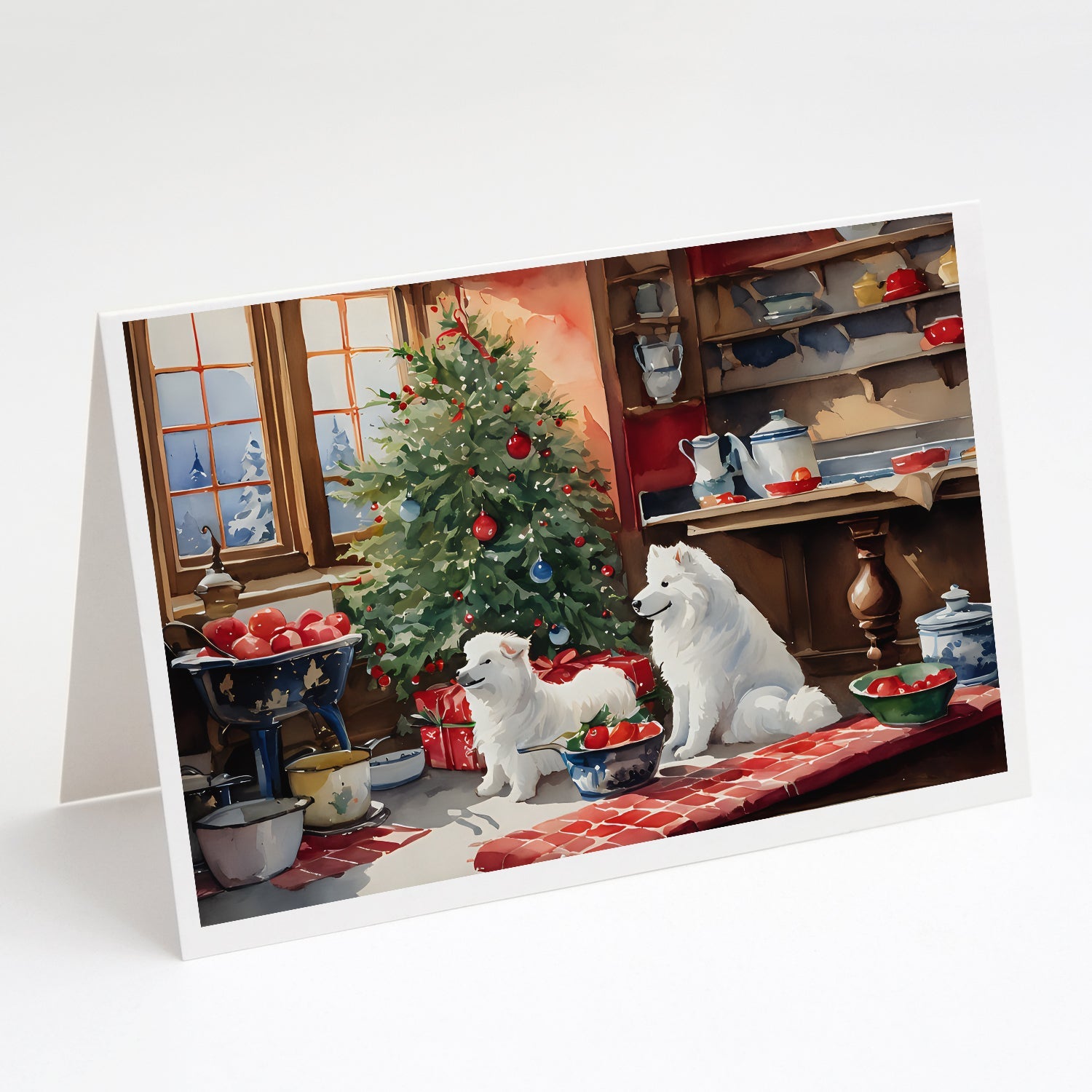 Samoyed Christmas Cookies Greeting Cards Pack of 8 Blank Cards with Envelopes Whimsical A7 Size 5x7