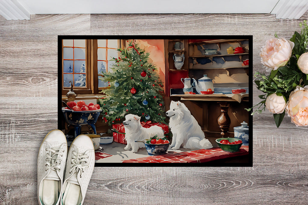 Samoyed Christmas Cookies Doormat Indoor Outdoor 24H X 36W Front Door Mat Rugs for Entryway, Non Slip Washable Low Pile,