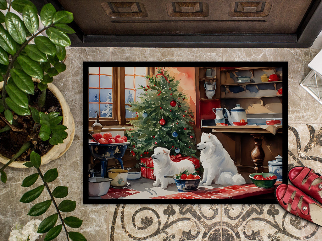 Samoyed Christmas Cookies Doormat Indoor Outdoor 24H X 36W Front Door Mat Rugs for Entryway, Non Slip Washable Low Pile,