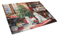Samoyed Christmas Cookies Cutting Board Tempered Glass Kitchen Cutting Surface, Heat Resistant Chopping, Non-Slip Feet, Food Prep & Serving