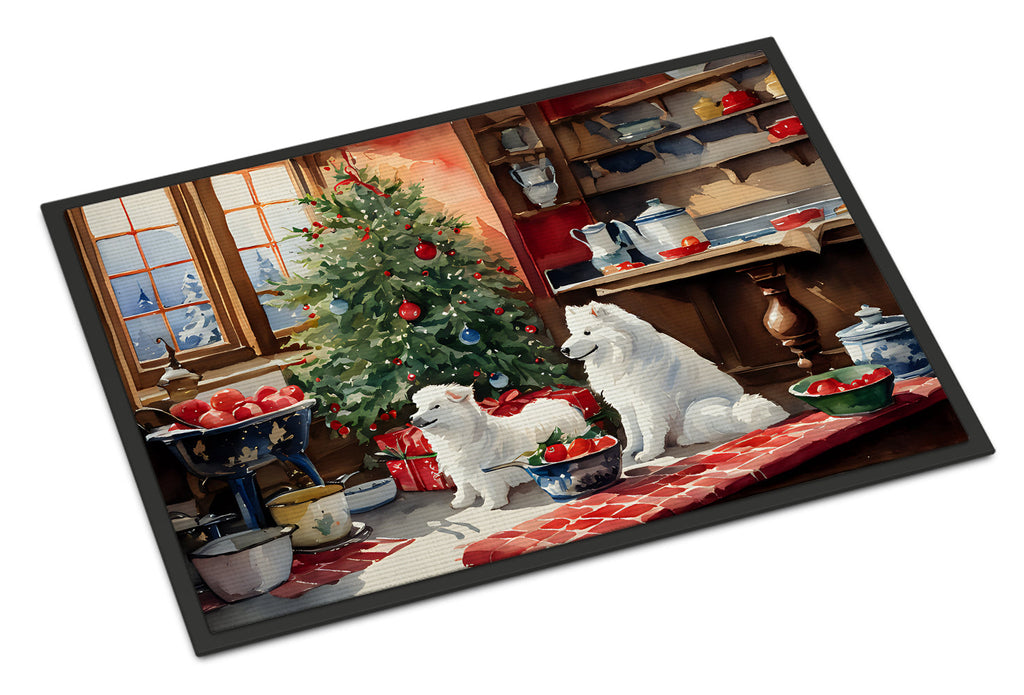 Samoyed Christmas Cookies Doormat Indoor Outdoor 18H X 27W Front Door Mat Rugs for Entryway, Non Slip Washable