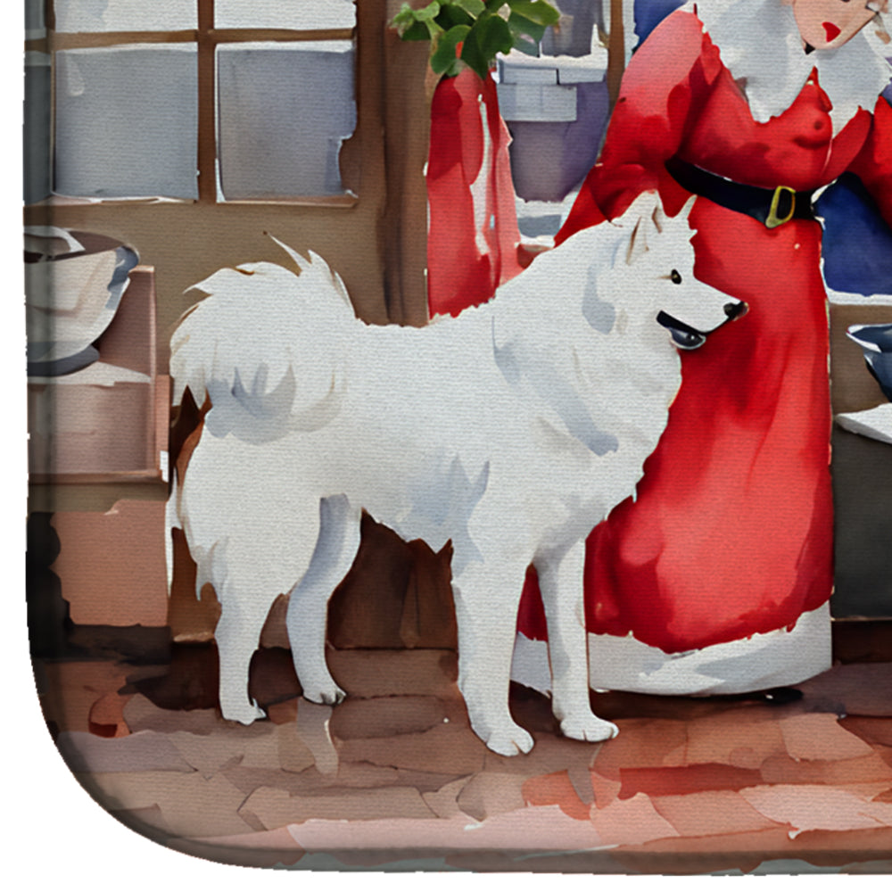 Samoyed Christmas Cookies Dish Drying Mat Absorbent Dish Drying Mat Pad for Kitchen Counter Dish Drainer Mat for Countertop, 14 x 21", Multicolor