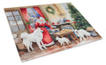 Samoyed Christmas Cookies Cutting Board Tempered Glass Kitchen Cutting Surface, Heat Resistant Chopping, Non-Slip Feet, Food Prep & Serving
