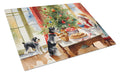 Schnauzer Christmas Cookies Cutting Board Tempered Glass Kitchen Cutting Surface, Heat Resistant Chopping, Non-Slip Feet, Food Prep & Serving