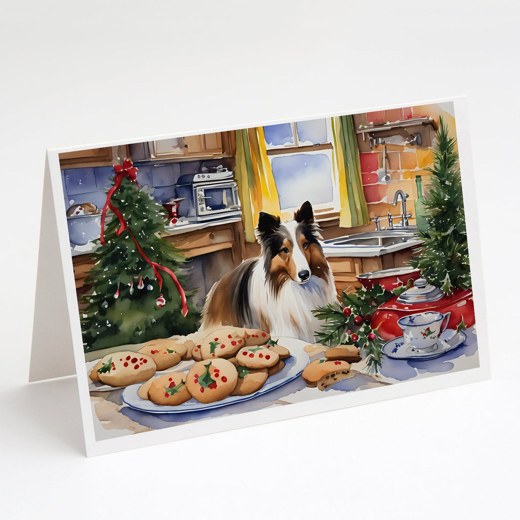 Sheltie Christmas Cookies Greeting Cards Pack of 8 Blank Cards with Envelopes Whimsical A7 Size 5x7