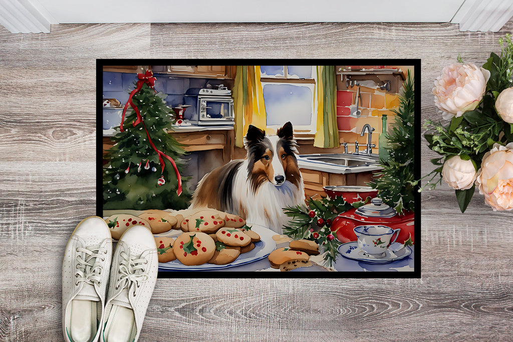 Sheltie Christmas Cookies Doormat Indoor Outdoor 24H X 36W Front Door Mat Rugs for Entryway, Non Slip Washable Low Pile,