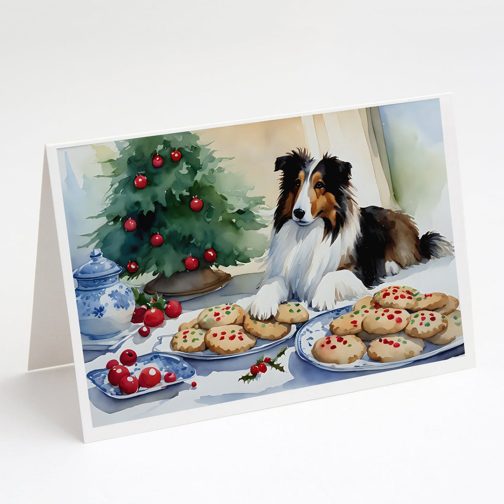 Sheltie Christmas Cookies Greeting Cards Pack of 8 Blank Cards with Envelopes Whimsical A7 Size 5x7