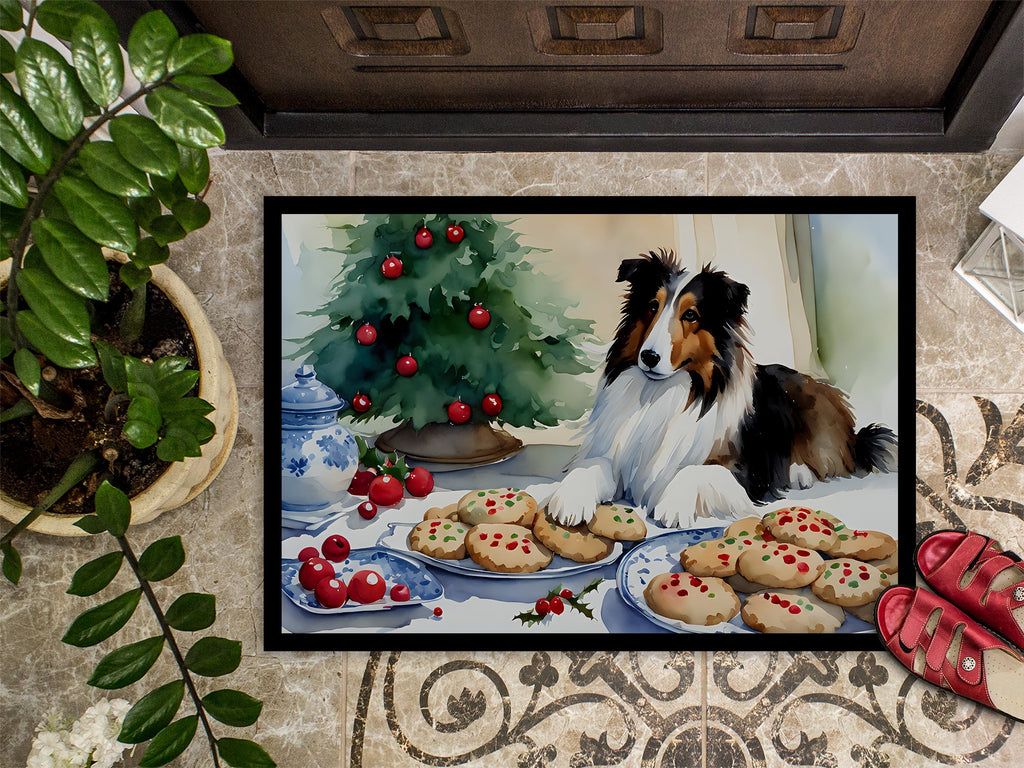 Sheltie Christmas Cookies Doormat Indoor Outdoor 24H X 36W Front Door Mat Rugs for Entryway, Non Slip Washable Low Pile,