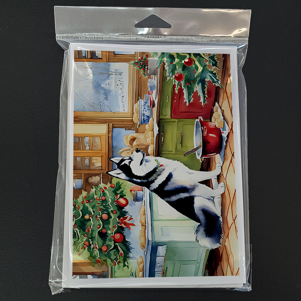 Siberian Husky Christmas Cookies Greeting Cards Pack of 8 Blank Cards with Envelopes Whimsical A7 Size 5x7