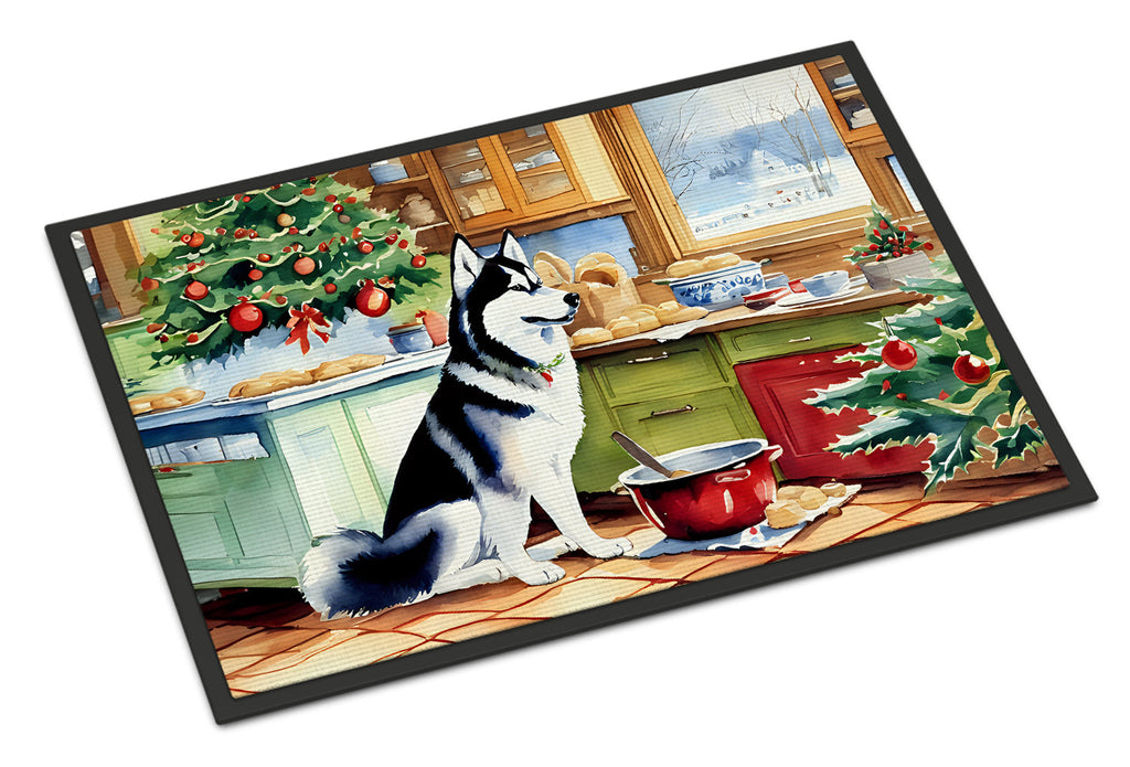 Siberian Husky Christmas Cookies Doormat Indoor Outdoor 24H X 36W Front Door Mat Rugs for Entryway, Non Slip Washable Low Pile,