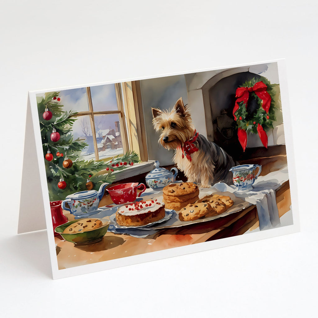 Silky Terrier Christmas Cookies Greeting Cards Pack of 8 Blank Cards with Envelopes Whimsical A7 Size 5x7