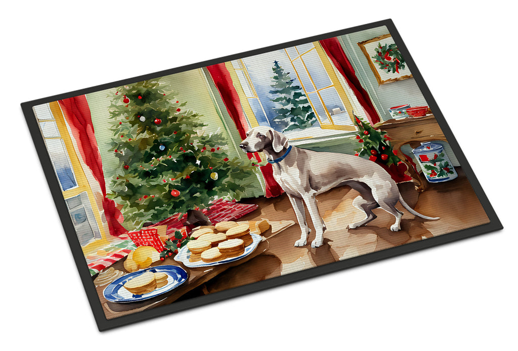 Weimaraner Christmas Cookies Doormat Indoor Outdoor 18H X 27W Front Door Mat Rugs for Entryway, Non Slip Washable