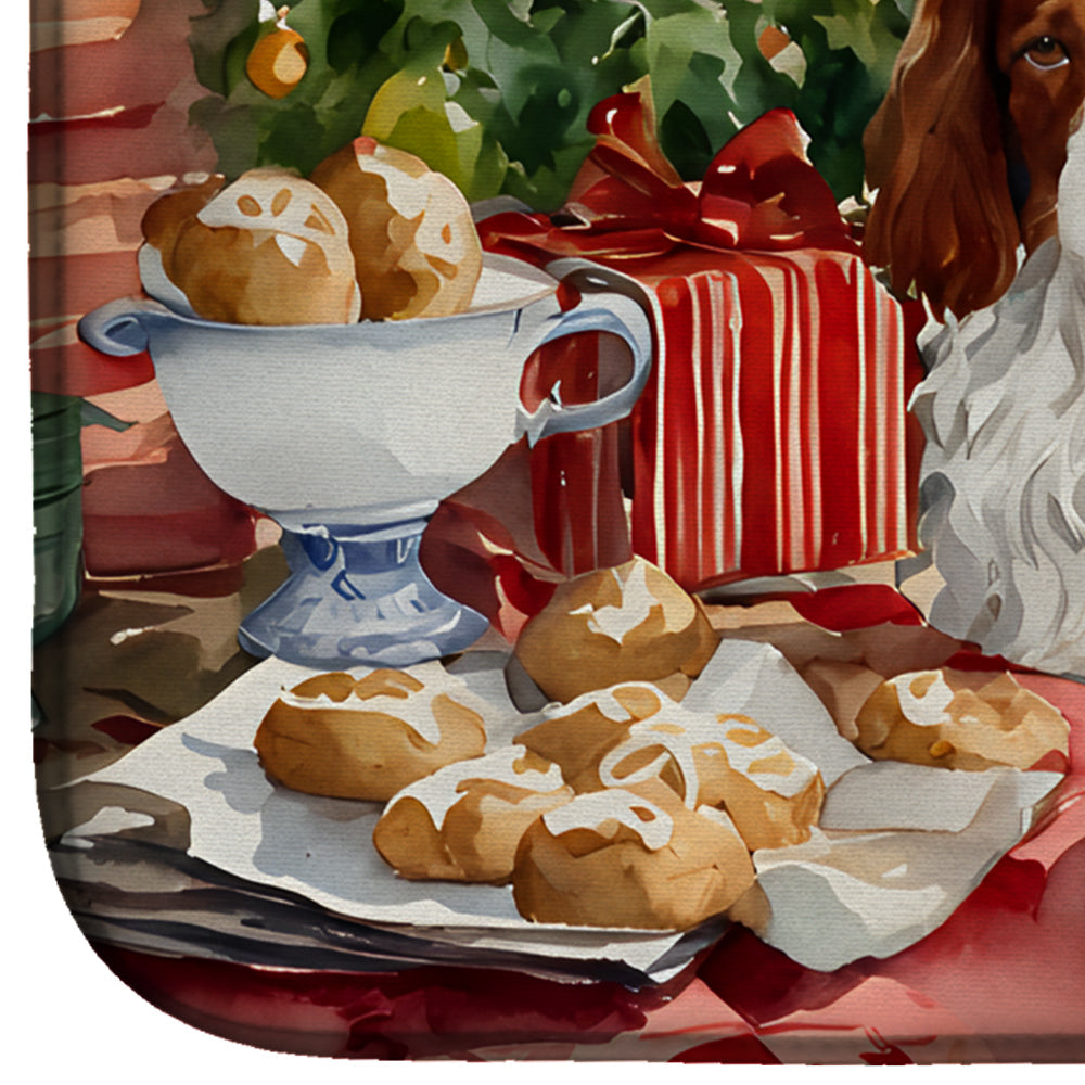 Welsh Springer Spaniel Christmas Cookies Dish Drying Mat Absorbent Dish Drying Mat Pad for Kitchen Counter Dish Drainer Mat for Countertop, 14 x 21", Multicolor