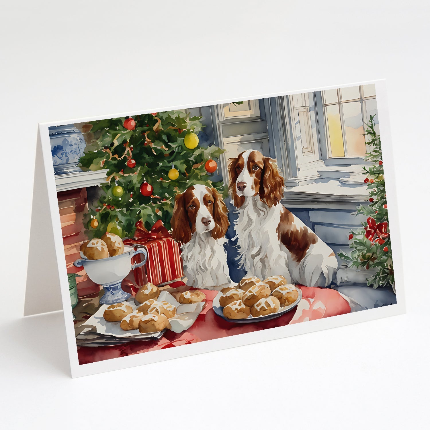 Welsh Springer Spaniel Christmas Cookies Greeting Cards Pack of 8 Blank Cards with Envelopes Whimsical A7 Size 5x7