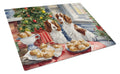 Welsh Springer Spaniel Christmas Cookies Cutting Board Tempered Glass Kitchen Cutting Surface, Heat Resistant Chopping, Non-Slip Feet, Food Prep & Serving